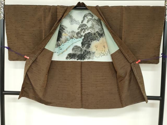 平和屋着物●男性 紬 アンサンブル 長襦袢（無双仕立て）セット 霞文 正絹 逸品 未使用 DABB0329ud