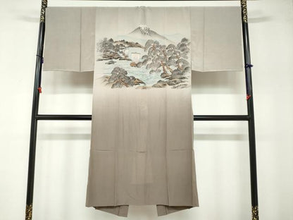 平和屋着物●男性 紬 アンサンブル 長襦袢（無双仕立て）セット 霞文 正絹 逸品 未使用 DABB0329ud