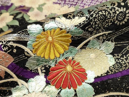 平和屋着物●豪華振袖・長襦袢（袷）セット 駒刺繍 絞り 流水御所車草花文 金銀彩 半衿刺繍 正絹 逸品 DABB0331ud