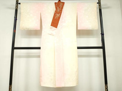 平和屋着物●長襦袢 袷 舞花地紋 暈し染め やまと誂製 半衿刺繍 正絹 逸品 DABB0332ud
