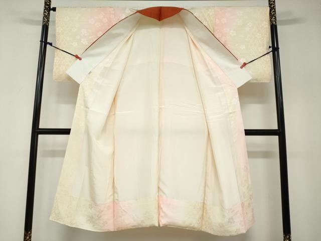 平和屋着物●長襦袢 袷 舞花地紋 暈し染め やまと誂製 半衿刺繍 正絹 逸品 DABB0332ud