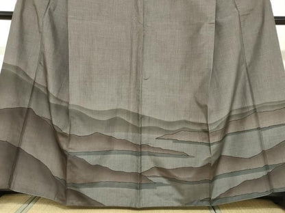 平和屋着物●本場大島紬 訪問着 7マルキ 遠山風景文 正絹 逸品 DABB0334ud