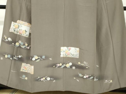 平和屋着物●豪華色留袖 駒刺繍 色紙重ね草花文 正絹 逸品 DABB0336ud