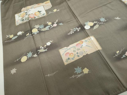 平和屋着物●豪華色留袖 駒刺繍 色紙重ね草花文 正絹 逸品 DABB0336ud