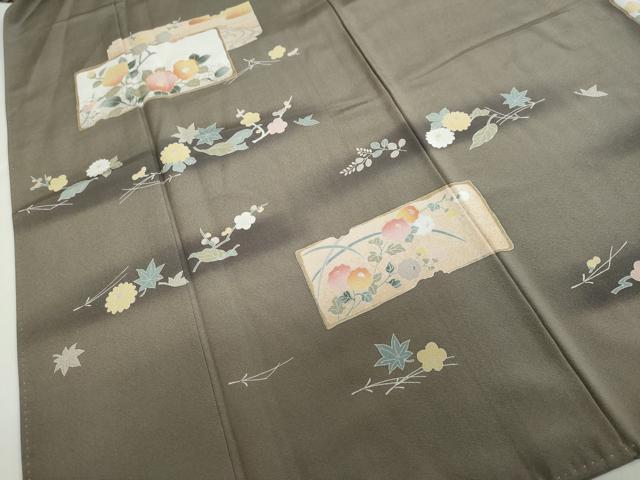 平和屋着物●豪華色留袖 駒刺繍 色紙重ね草花文 正絹 逸品 DABB0336ud