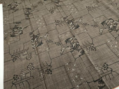 平和屋着物●本場大島紬 7マルキ 古代染色純泥染 風景文 大司トキエ作 証紙付き 正絹 逸品 DABB0338ud