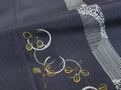平和屋着物●訪問着 刺繍 舞葉文 金彩 正絹 逸品 DABB0341ud