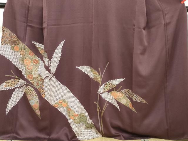 平和屋着物●豪華色留袖 絞り 笹竹草花文 金彩 正絹 逸品 DABB0345ud