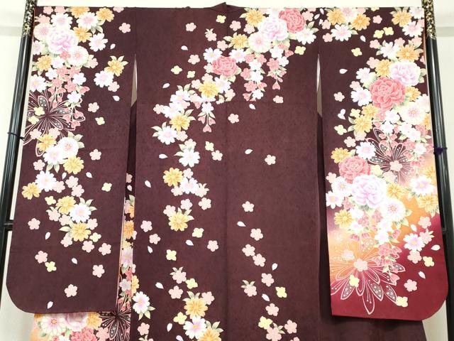 平和屋着物●豪華振袖 駒刺繍 舞花文 暈し染め 銀彩 正絹 逸品 DABB0351ud