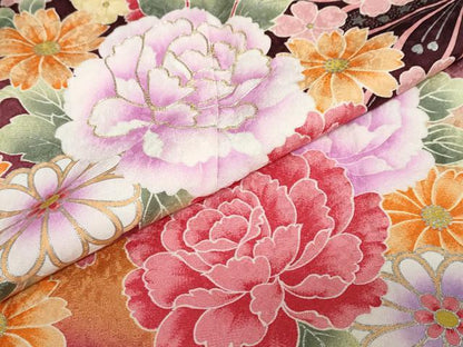 平和屋着物●豪華振袖 駒刺繍 舞花文 暈し染め 銀彩 正絹 逸品 DABB0351ud