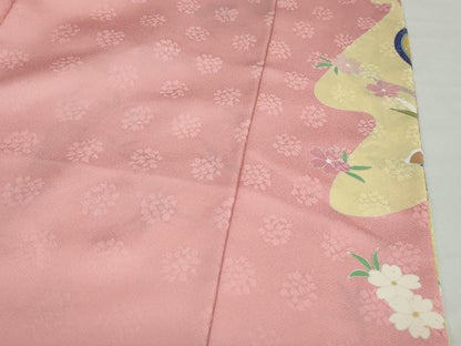 平和屋着物●豪華振袖　駒刺繍　吉祥草花丸文　暈し染め　金彩　正絹　逸品　DABB0354ud