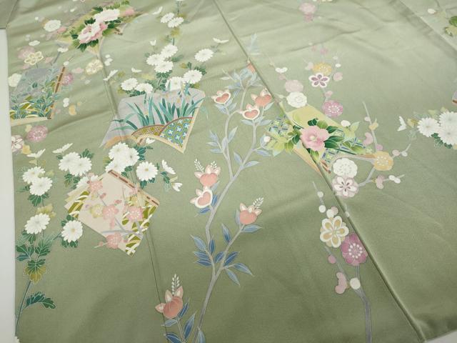 平和屋着物●訪問着 友禅 作家物 冊子草花文 暈し染め 正絹 逸品 DABB0357ud