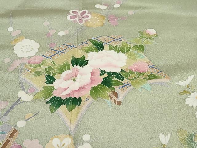 平和屋着物●訪問着 友禅 作家物 冊子草花文 暈し染め 正絹 逸品 DABB0357ud