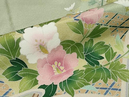 平和屋着物●訪問着 友禅 作家物 冊子草花文 暈し染め 正絹 逸品 DABB0357ud