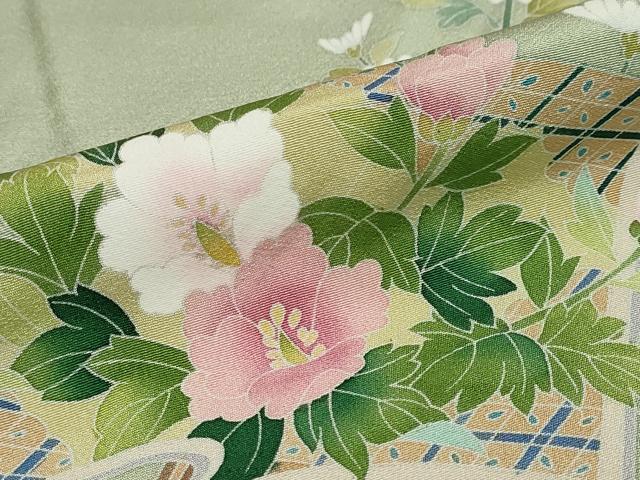 平和屋着物●訪問着 友禅 作家物 冊子草花文 暈し染め 正絹 逸品 DABB0357ud