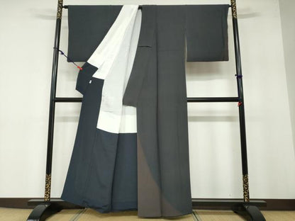 平和屋着物●伝統工芸士 田島輝久 訪問着 変わり縞 工芸染織小いけ謹製 正絹 逸品 DABB0360ud