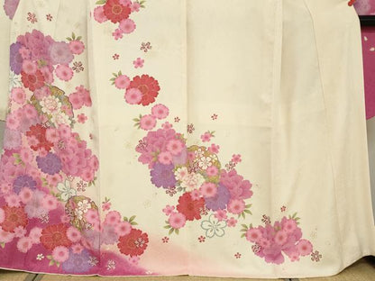 平和屋着物●豪華振袖 駒刺繍 雪輪草花文 暈し染め 金彩 正絹 逸品 DABB0362ud