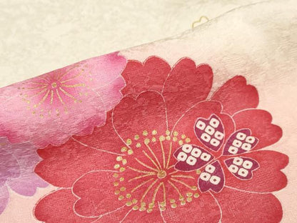 平和屋着物●豪華振袖 駒刺繍 雪輪草花文 暈し染め 金彩 正絹 逸品 DABB0362ud