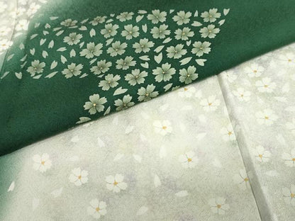 平和屋着物●東京友禅 菅有鬼一 訪問着 舞桜文 暈し染め 金彩 正絹 逸品 未使用 DABB0364ud