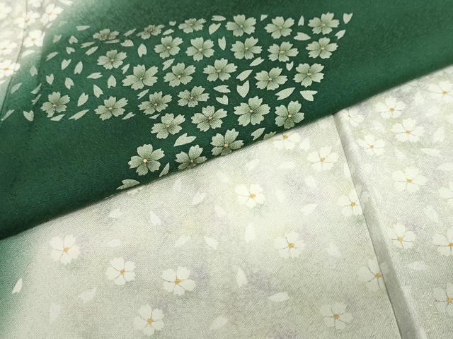 平和屋着物●東京友禅 菅有鬼一 訪問着 舞桜文 暈し染め 金彩 正絹 逸品 未使用 DABB0364ud