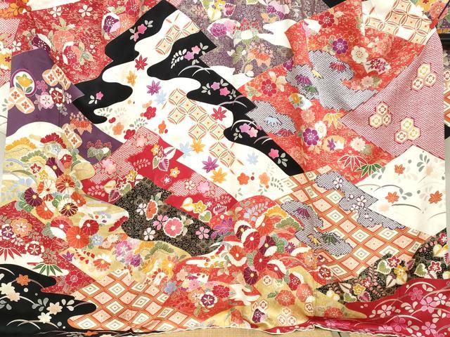 平和屋着物●豪華振袖 駒刺繍 流水吉祥草花文 金彩 正絹 逸品 DABB0365ud