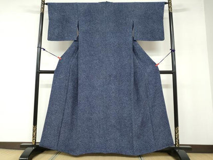 平和屋着物●上質な小紋 本藍 霞文 正絹 逸品 DABB0370ud
