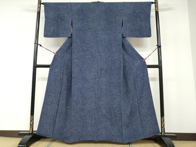 平和屋着物●上質な小紋 本藍 霞文 正絹 逸品 DABB0370ud