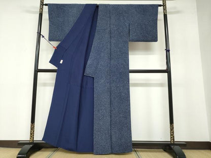 平和屋着物●上質な小紋 本藍 霞文 正絹 逸品 DABB0370ud