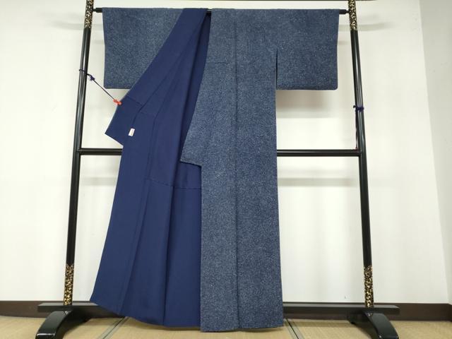平和屋着物●上質な小紋 本藍 霞文 正絹 逸品 DABB0370ud