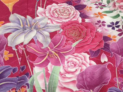 平和屋着物●豪華振袖 草花文 暈し染め 金彩 銀通し地 仮絵羽 逸品 未使用 DABB0371ud