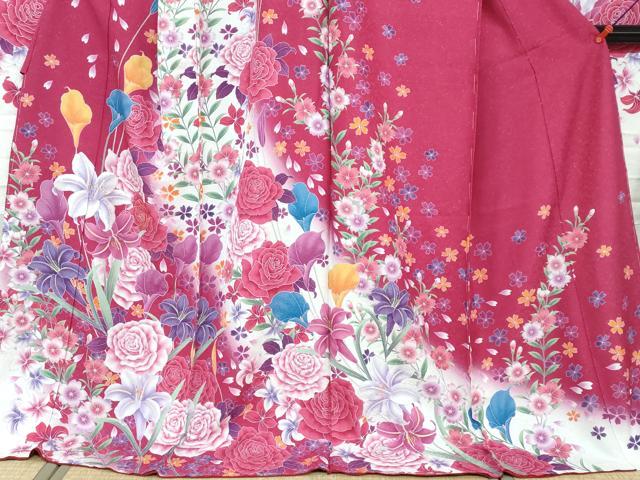 平和屋着物●豪華振袖 草花文 暈し染め 金糸 銀通し地 仮絵羽 逸品 未使用 DABB0372ud