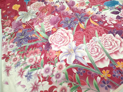 平和屋着物●豪華振袖 草花文 暈し染め 金彩 銀通し地 仮絵羽 逸品 未使用 DABB0373ud