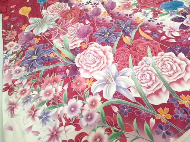 平和屋着物●豪華振袖 草花文 暈し染め 金彩 銀通し地 仮絵羽 逸品 未使用 DABB0373ud