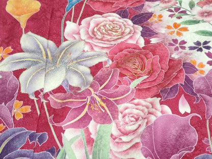 平和屋着物●豪華振袖 草花文 暈し染め 金彩 銀通し地 仮絵羽 逸品 未使用 DABB0373ud