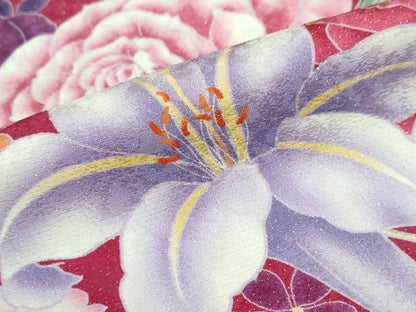 平和屋着物●豪華振袖 草花文 暈し染め 金彩 銀通し地 仮絵羽 逸品 未使用 DABB0373ud