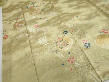 平和屋着物●訪問着 絞り 刺繍 草花文 金彩 正絹 逸品 DABB0374ud