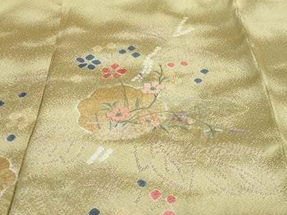 平和屋着物●訪問着 絞り 刺繍 草花文 金彩 正絹 逸品 DABB0374ud