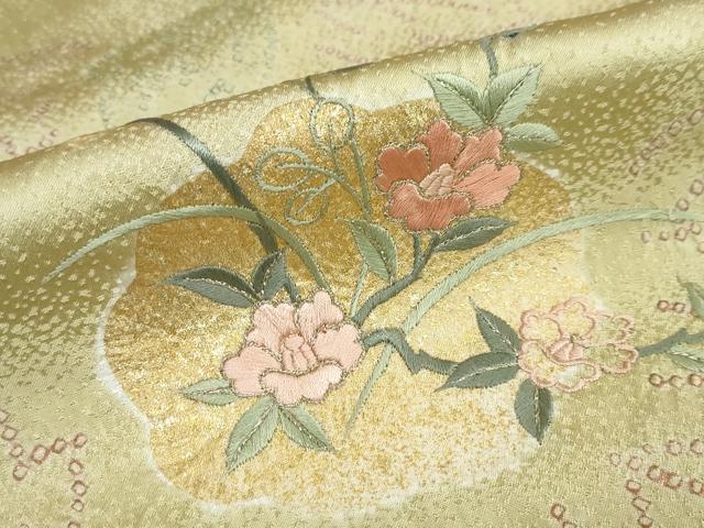 平和屋着物●訪問着 絞り 刺繍 草花文 金彩 正絹 逸品 DABB0374ud