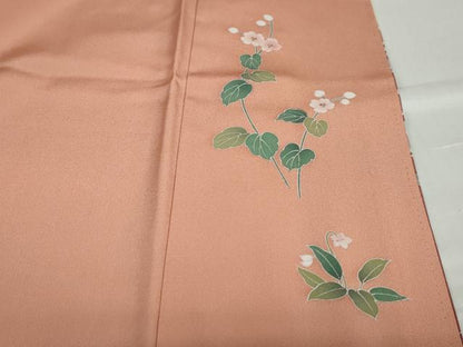 平和屋着物●訪問着 流水地紙重ね飛鶴草花文 暈し染め 金彩 正絹 逸品 DABB0375ud