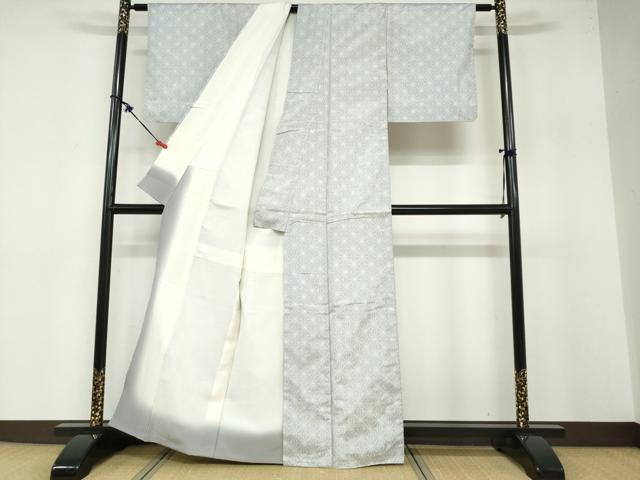 平和屋着物●本場大島紬 白大島 麻の葉文様 正絹 逸品 DABB0378ud