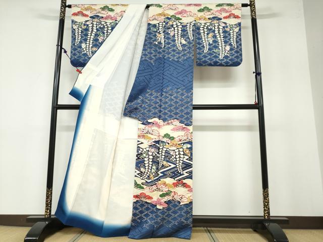 平和屋着物●訪問着 紅型 枝垂れ藤松文 正絹 逸品 DABB0380ud