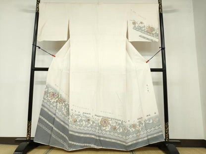 平和屋着物●京の名門 じゅらく謹製 帝王紫 訪問着 駒刺繍 更紗花唐草文 暈し染め 金彩 正絹 逸品 DABB0381ud