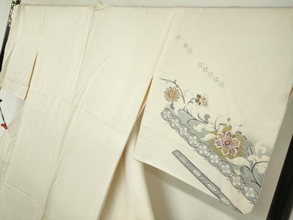 平和屋着物●京の名門 じゅらく謹製 帝王紫 訪問着 駒刺繍 更紗花唐草文 暈し染め 金彩 正絹 逸品 DABB0381ud