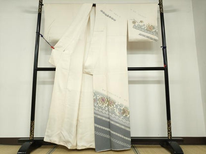 平和屋着物●京の名門 じゅらく謹製 帝王紫 訪問着 駒刺繍 更紗花唐草文 暈し染め 金彩 正絹 逸品 DABB0381ud