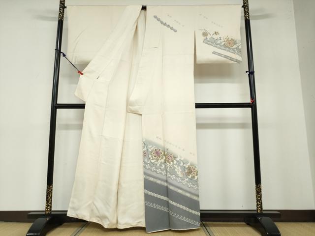 平和屋着物●京の名門 じゅらく謹製 帝王紫 訪問着 駒刺繍 更紗花唐草文 暈し染め 金彩 正絹 逸品 DABB0381ud