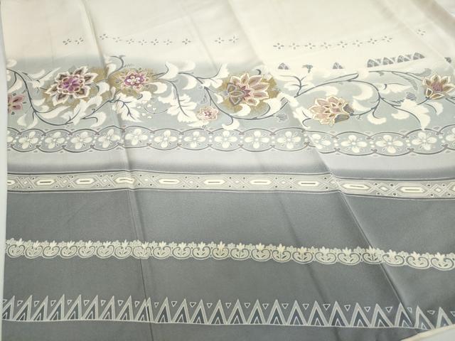 平和屋着物●京の名門 じゅらく謹製 帝王紫 訪問着 駒刺繍 更紗花唐草文 暈し染め 金彩 正絹 逸品 DABB0381ud