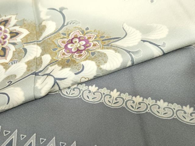 平和屋着物●京の名門 じゅらく謹製 帝王紫 訪問着 駒刺繍 更紗花唐草文 暈し染め 金彩 正絹 逸品 DABB0381ud