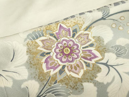 平和屋着物●京の名門 じゅらく謹製 帝王紫 訪問着 駒刺繍 更紗花唐草文 暈し染め 金彩 正絹 逸品 DABB0381ud