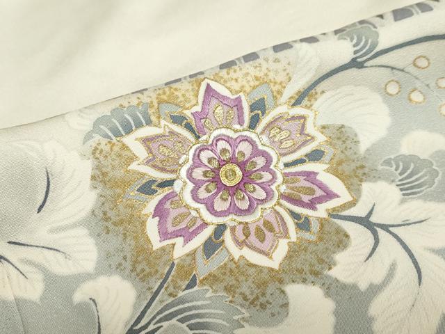 平和屋着物●京の名門 じゅらく謹製 帝王紫 訪問着 駒刺繍 更紗花唐草文 暈し染め 金彩 正絹 逸品 DABB0381ud