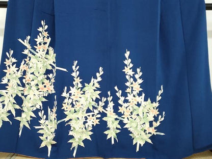 平和屋着物●訪問着 草花文 金彩 鬼しぼ縮緬 正絹 逸品 DABB0387ud